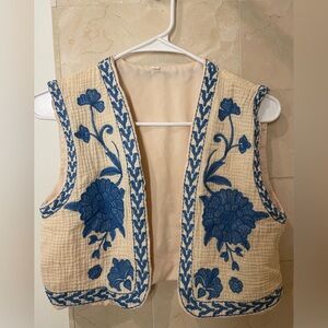Blue and cream vest